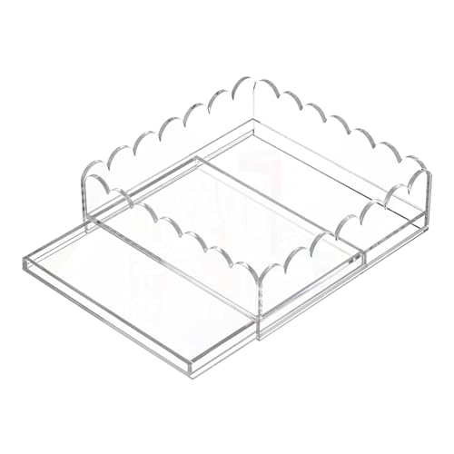 Geriffeltes Tablett - Acryl Präsentier Tablett Mit Schublade,Transparenter Aufbewahrungsorganizer Schreibtischdekoration für Schminktisch Couchtisch Schlafzimmer Badezimmer Küche von Stronrive