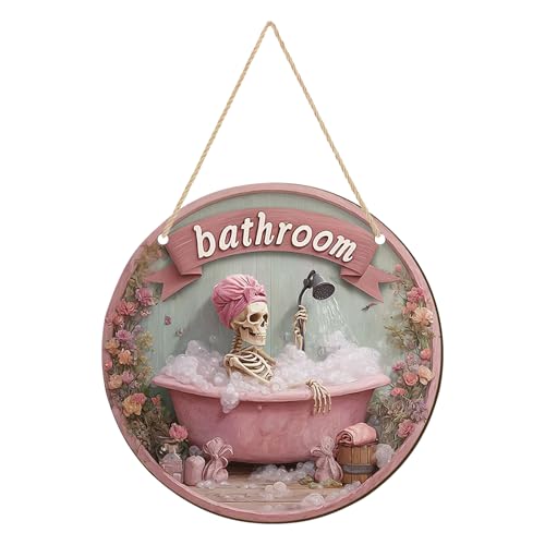 Halloween-Haustürschild, Haustür, Skelett, Holzschild, Dekoration, runde Teller, Ornament, hängende Szene Requisiten für Schlafzimmer, , Fenster, , Kaminsims, Wand, Spukhaus von Stronrive