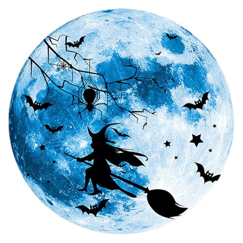 Halloween-Wanddekoration, Hexenmond-Design, Halloween-Bilder, Wanddekoration, leuchtet im Dunkeln, entfernbar, gruselige Aufkleber für Wohnzimmer, Haustür, Spukhaus von Stronrive