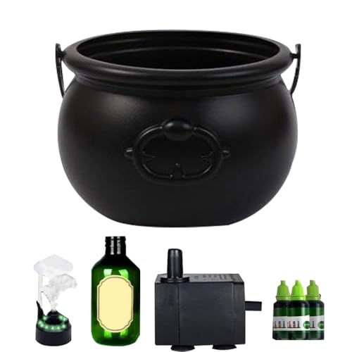 Hexenkessel,Grusel Hexenkessel mit Nebelmaschine - Schwarzer mit schwebenden Zaubertrankflaschen und blubbernder Effekt als Feiertagsdekoration für draußen, Eingangsbereich, Garten und Hexenkessel,Grusel Hexenkessel mit Nebelmaschine - Schwarzer mit schwebenden Zaubertrankflaschen und blubbernder Effekt als Feiertagsdekoration für draußen, Eingangsbereich, Garten und von Stronrive