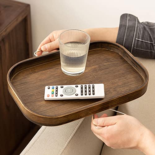 Sofatablett Rutschfest - Holz Bambus Sofa Armlehne Tabletttisch Sofa Getränkehalter Sofa Arm Tablett Aus Holz Sofa Untersetzer Sofatisch Für Armlehne Mit Anti-Rutsch Für Getränke, Snacks, Handy von Stronrive