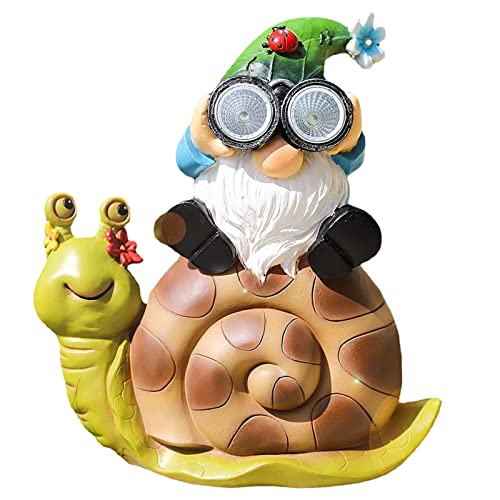 Solar Gartenfiguren Gartenzwerg Ornament Wasserdicht LED GNOME Statue Mit Solarlicht Schnecke Gartenfigur Wetterfest Gartenfiguren Für Außen Harz Gartenzwerg Figuren Dekoration Garten Solarleuchten von Stronrive