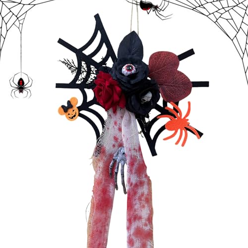 Spinnendekoration,Dekoration für Spukhaus inklusive Spinne und Schädel - Halloween Deko Gruselige Festdekoration Für Zuhause Wand Fenster Innenbereich von Stronrive