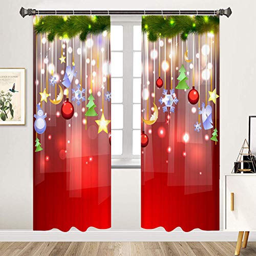 Stronrive 85x200cm 2er Set Weihnachten Vorhang Waschbar Weihnachtsvorhänge Gardinen Semi Verdunklungsvorhänge für Wohnzimmer Schlafzimmer Tür Fenster von Stronrive