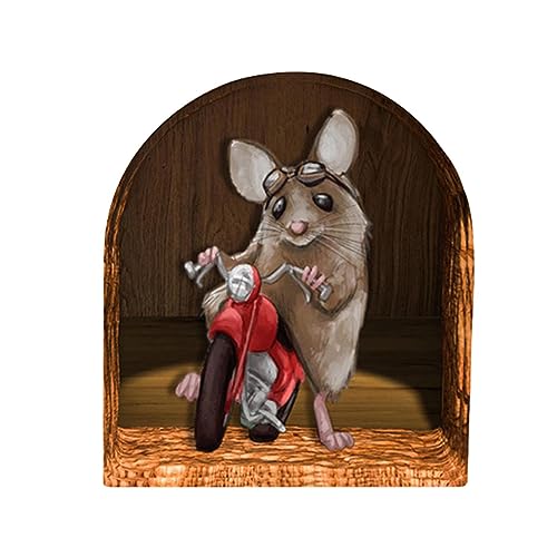 Stronrive Mausloch Wandtattoo - Mouse Ride Motorrad Aufkleber,Maus-Eckdekoration mit anthropomorphem Maus-süßem Muster für Jede Glatte Oberfläche, Auto, Wand, Schließfach von Stronrive