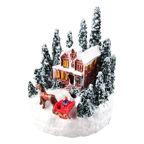 Weihnachtslichterhaus, Kunstharz, Weihnachtsdorfhäuser, Figuren, Dekorationen, Cartoon, buntes Ornament, Souvenir-Kollektion für Urlaub, Kaminsims, Wohnzimmer, Schlafzimmer, Bücherregal von Stronrive