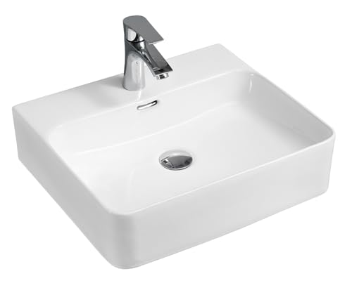 Eckiges Design Handwaschbecken hochwertige Keramik modern & stilvoll durch dünnen Rand 50 x 42 cm Waschtisch Wandhängend von Structio International