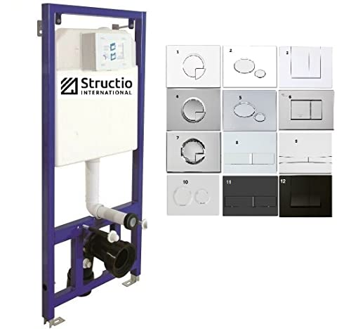 Vorwandelement Unterputz WC Unterputzspülkasten Spülkästen ECO Vorwandspülkasten Montageelement Hängewand Element+Drückerplatte (Drückerplatte 1 + WC weiß) von Structio International