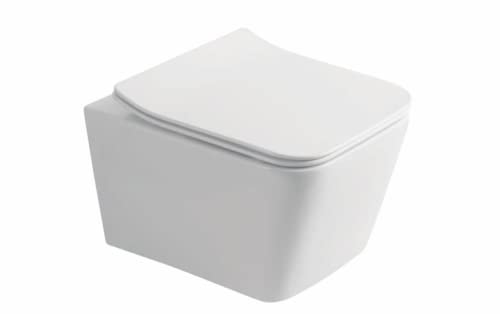 WC Komplettset Spülrandlos Sitz Soft Close Vorwandelement Unterputz Spülkasten Vorwandspülkasten Keramik Unterputzspülkasten Wand Set Schüssel weiß+ Drückerplatte (weiß eckig) von Structio International