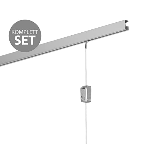 Bilderschiene minirail - Minischiene-Komplett-Set in weiß, schwarz oder alu matt (alu matt, 2-Meter Set) von Strüßmann