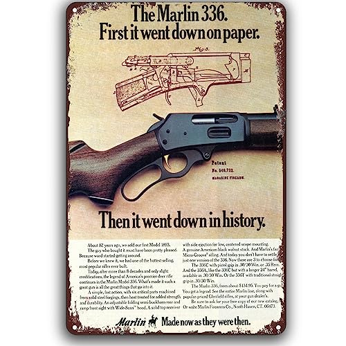 Blechschild im Vintage-Stil mit der Aufschrift "The Marlin 336 First It Went Down On Paper", für Café, Bar, Zuhause, Küche, Garage, Club, nostalgische Wanddekoration, 20 x 30 cm von Strunt