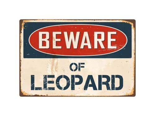 Blechschild mit Aufschrift "Beware Of Leopard", Warnschild, Sicherheitsschild, Aluminiumschild für Alt-Raumdekoration, Innen- und Außenbereich, Schilder für Zuhause, Büro, Arbeit, 14 x 20 cm von Strunt