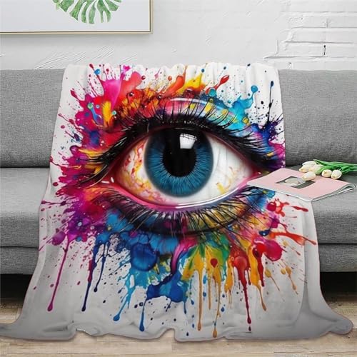 Bunte Augen 3D Kunst Gemälde Bedruckte Decke Für Kinder Erwachsene Weiche Warme Flanelldecke Für Bett Und Couch 60x80inch(150x200cm) von Strunt