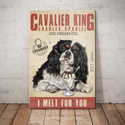 Cavalier King Charles Spaniel Dog Ice Cream Co Schild Vintage Metallschild Blechschild Straße Garage Cafe Bar Bauernhof Wand Badezimmer Dekor 20 x 30 cm von Strunt