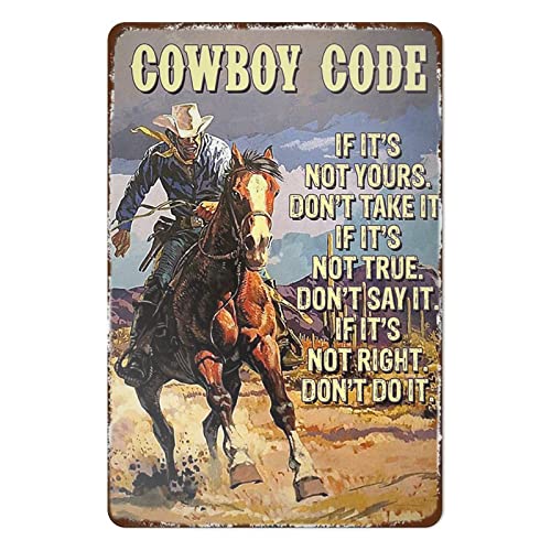 Cowboy Code Vintage Retro Vintage Metallschild Old Fashioned Western Cowboy Vintage Film Poster Schilder für Garage Bar Café Zuhause 14 x 20 cm von Strunt