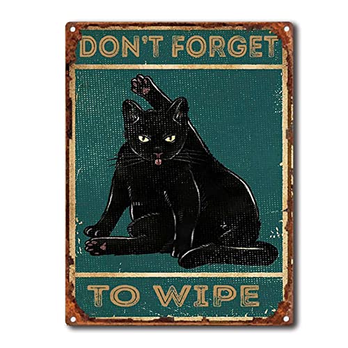 Decor Art Blechschilder, schwarze Katze, Aufschrift "Don't Forget To Wipe Black Cat", Vintage-Stil, Katzenliebhaber, Geschenk, Küchenschilder, Wanddekoration, 20 x 30 cm von Strunt