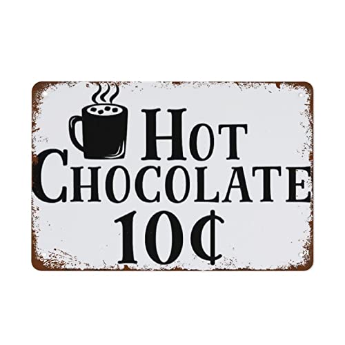 Farmhouse Hot Chocolate Bar Decor Hot Cocoa Schild Winter Küche Schilder 14 x 20,3 cm Wanddekoration Retro Kunst Blechschild Lustige Dekorationen für Zuhause Bar Pub Cafe Bauernhof Zimmer Metallposter von Strunt