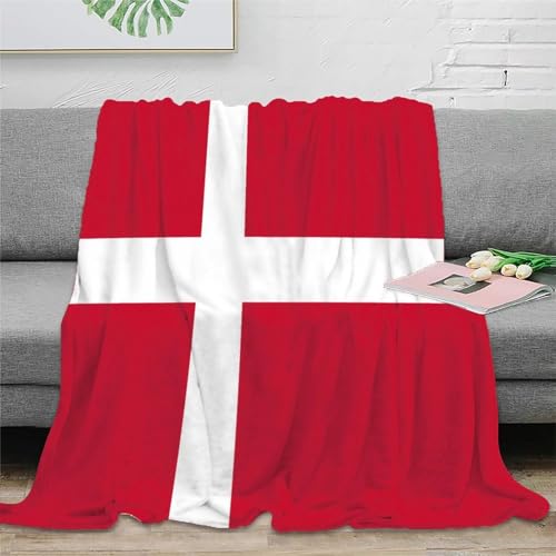 Flaggege von Dänemark Nationale Flaggege Decke Weiche Und Bequeme Fleece-Decken Sind Leicht Und Weich Und Halten Während Der Jahreszeiten Warm 60x80inch(150x200cm) von Strunt