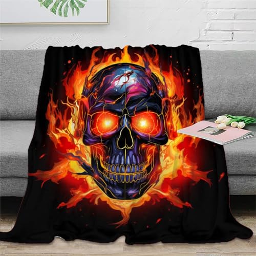Flame Totenkopf Metal Skelett Decke Kuscheldecke Plüschdecke Printdesign Couchdecke MikrofaserDecke 60x80inch(150x200cm) von Strunt