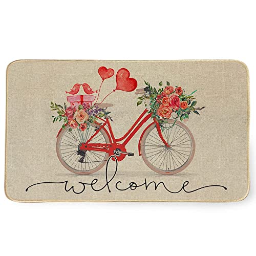 Fußmatte mit Aufschrift "Bike Love", Herz, lustig, für den Herbst, Willkommens-Matten, Fußmatte, niedliche Badezimmer-Fußmatte, Schuhmatte, Veranda, 50 x 80 cm von Strunt