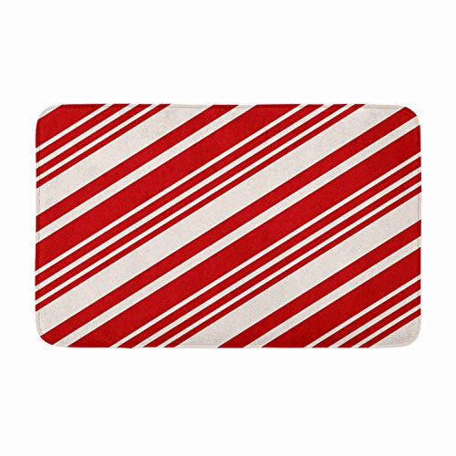 Fußmatte mit weihnachtlichen Zuckerstangen-Streifen in Rot und Creme, für den Außenbereich, lustige Fußmatte, Herbst-Willkommens-Matten, niedliche Badezimmer-Fußmatte, Schuhmatte, Veranda, 50 x 80 cm von Strunt