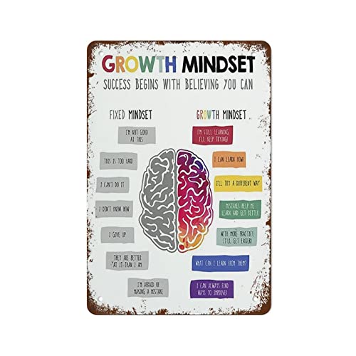 Growth Mindset Poster Growth Mindset Vs Fixed Mindset Therapie Büro Dekor Poster 14 x 20 cm Einzigartiges dekoratives Schild für Zimmer Café Restaurant Waschküche Fitnessstudio Garage Büro Bar Club von Strunt