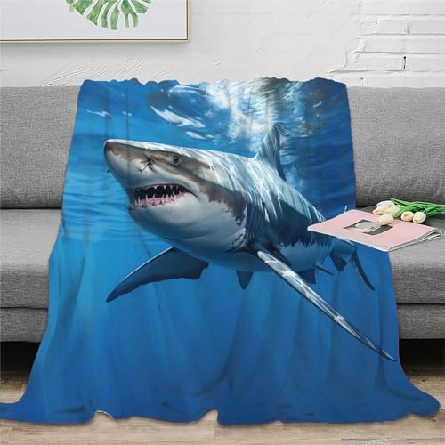 Hai Meerestiere Decke Super Weiche Leichte Flanell Fleece Decke Für Bett Couch Sofa, Ganzjährig Warme Kuschelige Plüsch Mikrofaser Decke 60x80inch(150x200cm) von Strunt