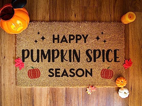 Happy Pumpkin Spice Season Fußmatte Veranda Dekor Herbst Dekor Willkommen Matte Teppich Herbst Fußmatte Herbst Dekorationen Kürbis Gewürz rutschfeste Matte für Zuhause Innen Terrasse Geschenk 40 x 60 von Strunt