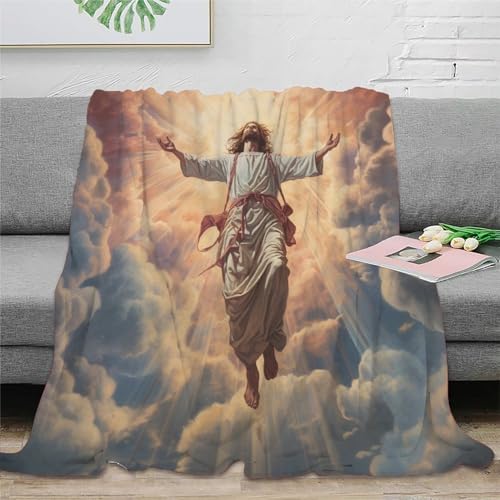 Jesus Flanell-Wurfdecke Leichte Kuschelige Plüschdecke Für Schlafzimmer Wohnzimmer Sofa Couch Mädchen Junge Superweiche Warme Flanelldecke 60x80inch(150x200cm) von Strunt