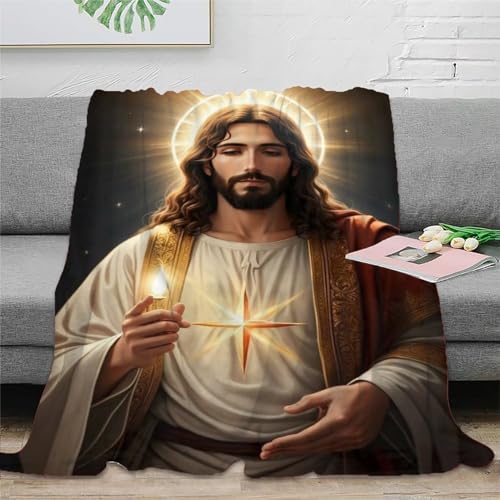 Jesus Flanelldecke Jesus Decke Couch Bett Sofa Fleecedecke Super Soft Fuzzy Warm Cozy Fleece Decke Dekorativ Wohnzimmer 60x80inch(150x200cm) von Strunt