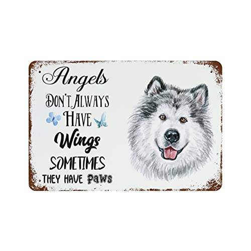 Lustiges Alaskan Malamute Dogretro Wanddekoration Angels Don'T Always Have Wings Sometime They Have Paws Blechschild Metall Kunst Urlaub Dekoration Outdoor Indoor Schild Wanddekoration Raumdekor 20,3 von Strunt