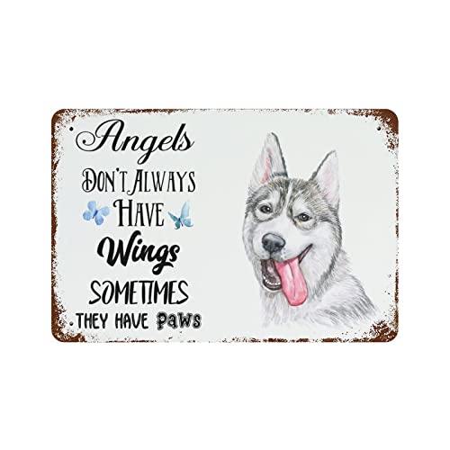 Metall-Blechschild mit Aufschrift "Angels Don't Always Have Wings Sometime They Have Paws", Vintage-Blechschild für Badezimmer, Höhle, Zuhause, Wand, Club, Café, Bar, Wanddekoration, Metallposter, 20 von Strunt