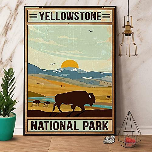 Metallblech, Retro-Schild, Vintage, Kuh, Yellowstone-Nationalpark, kreative lustige Dekorationen für Zuhause, Bar, Kneipe, Café, Bauernhof, Zimmer, Metallposter, 20 x 30 cm von Strunt