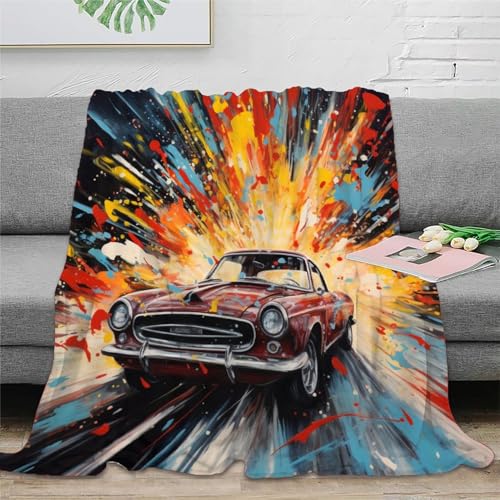 Oldtimer Muscle Car Decke,weiche Und Warme Decke, Sofadecke,Flanell-Überwurfdecken Für Wohnzimmer,Bettwäsche,Sofa,Schlafzimmer,Kinder,Erwachsene, 60x80inch(150x200cm) von Strunt