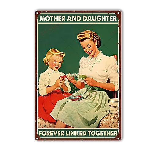 Retro-Blechschild mit Aufschrift "Mother and Daughter Forever Linked Together", Retro-Poster, Restaurant, Café, Wohnzimmer, Küche, Badezimmer, Heimkunst, Wanddekoration, Plakette, 14 x 20 cm von Strunt