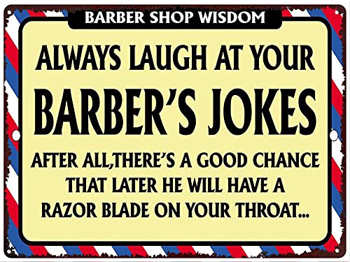 Retro Decor Blechschilder Barber Shop Wisdom Always Laugh At Your Barber's Jokes Retro Wall Art Decor Iron Painting For Home Kitchen Cafe Pub Sign Plaque 14x20cm Retro Decor Blechschilder Barber Shop Wisdom Always Laugh At Your Barber's Jokes Retro Wall Art Decor Iron Painting For Home Kitchen Cafe Pub Sign Plaque 14x20cm von Strunt