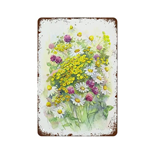 Retro Metall Blechschild Frühling Dekor Wildblume Druck Aquarell Blumendruck 14 x 20 cm Home Bar Pub Shop Dekorationen Esszimmer Küche Kaffee Vintage Schild Geschenk von Strunt