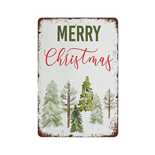 Retro Metall-Blechschild Merry Christmas Pine Tree Party Dekorationen 14 x 20 cm Home Bar Pub Shop Dekorationen Esszimmer Küche Kaffee Vintage Schild Geschenk von Strunt