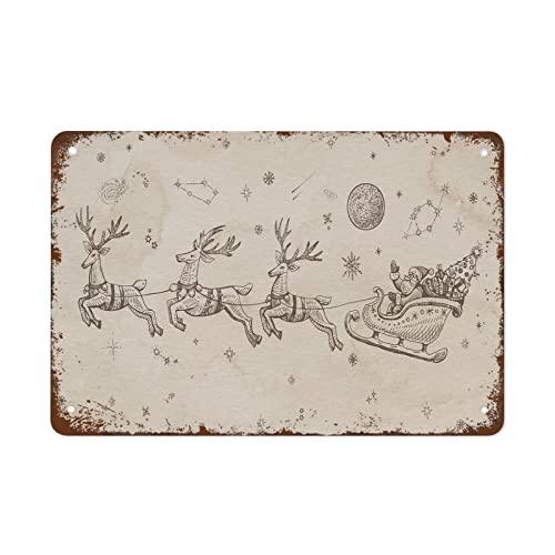 Retro Metall Blechschild Weihnachten Weihnachtsmann Schlitten Winter Vintage Kunst 14 x 20 cm Home Bar Pub Shop Dekorationen Esszimmer Küche Kaffee Vintage Schild Geschenk von Strunt