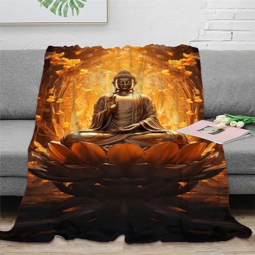 Strunt Buddha Buddha Decke Fleecedecke,Kaschmir-Gefühl Kuscheldecke Geeignet Für Kinder Erwachsene Bett Oder Sofa 40x50inch(100x130cm) von Strunt