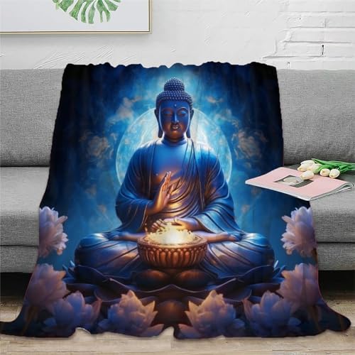Strunt Buddha Flanell-Fleece-Decke Weiche Kuschelige 3D Buddha Bedruckte Für Erwachsene Kinder Bedruckte Plüsch-Decke Für Bett Und Couch 60x80inch(150x200cm) von Strunt