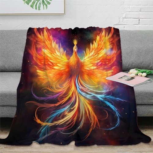 Strunt Feuer Phönix Personalisierte Kuscheldecke,Feuer Phönix Weiche Flanell Flauschige Decke Für Couch Bett Tv-Decken Wohnzimmer Geschenk 40x50inch(100x130cm) von Strunt