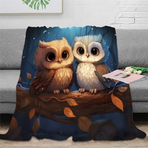 Strunt Niedliche Eule Zeichentrickfilm Anime Decke Kuscheldecke Plüschdecke Printdesign Couchdecke MikrofaserDecke 60x80inch(150x200cm) von Strunt