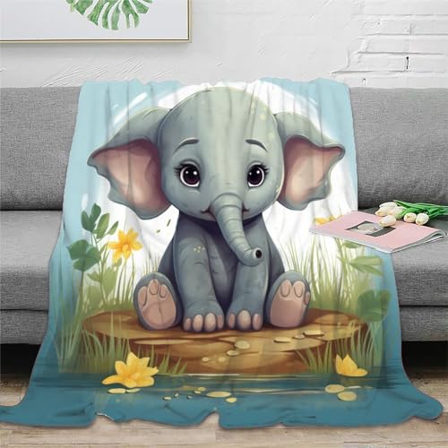 Strunt Niedlicher Elefant Kleiner Elefant Decke, Superweiche Fleece-Überwurfdecken Für Wohnzimmer, Bettwäsche, Sofa, Schlafzimmer, Kinder, Erwachsene, Ganze Jahreszeit 50x60inch(127x152cm) von Strunt