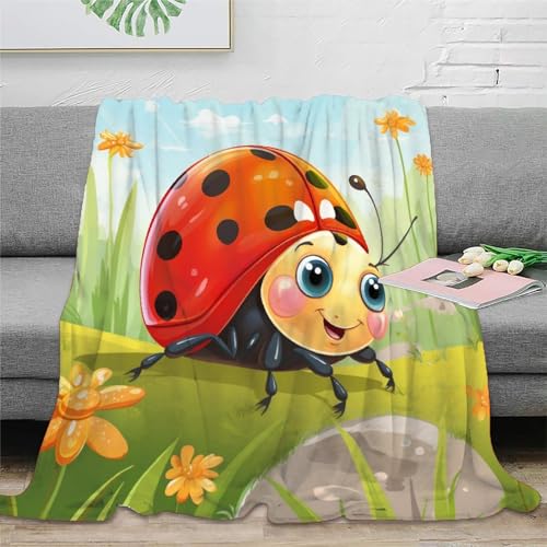 Strunt Niedlicher Marienkäfer Zeichentrickfilm Insects Decke Kuscheldecke Plüschdecke Printdesign Couchdecke MikrofaserDecke 40x50inch(100x130cm) von Strunt