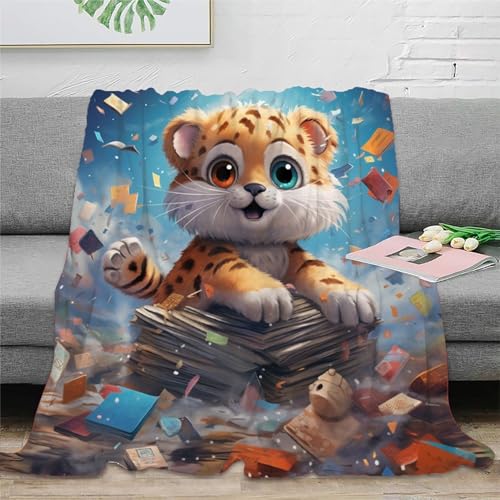 Strunt Niedlicher Tiger Zeichentrickfilm Decke Fleecedecke,Kaschmir-Gefühl Kuscheldecke Geeignet Für Kinder Erwachsene Bett Oder Sofa 60x80inch(150x200cm) von Strunt