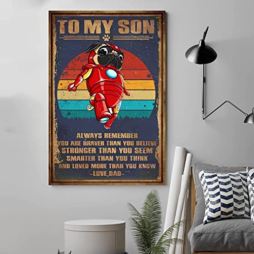 Vintage-Blechschild, lustiges Schild mit Aufschrift "To My Son", Vintage-Wanddekoration, Blechschild, lustige Dekorationen für Zuhause, Bar, Kneipe, Café, Bauernhof, Zimmer, Metallposter, 20 x 30 cm von Strunt