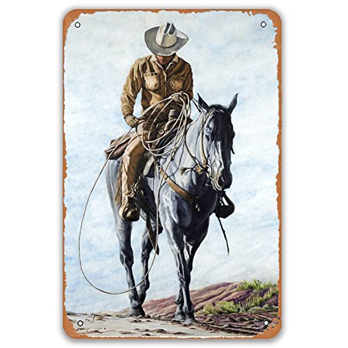 Vintage Metallschild Western Cowboy Lustiger Cowboy Code Metallschilder für Garage Shop Man Cave Bar Home Wanddekoration 20 x 30 cm von Strunt