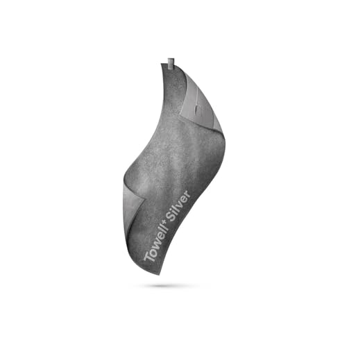 STRYVE Gym Towell+ Silver 105 x 42,5 cm Silver Grey, Antibakterielles Sporthandtuch mit Magnetclip & antirutsch, Fitness Handtuch mit Tasche von STRYVE