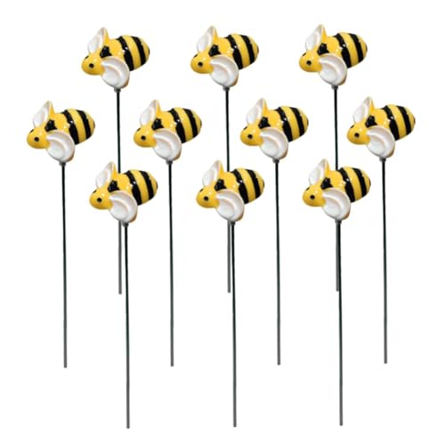 Sttejlbho 10 Stück Kleine Biene Steckbienen Gartenstecker Pfahl Bienenhöfe Gartenstecker Hofbienen Schild Gartenstecker Dekorativ von Sttejlbho